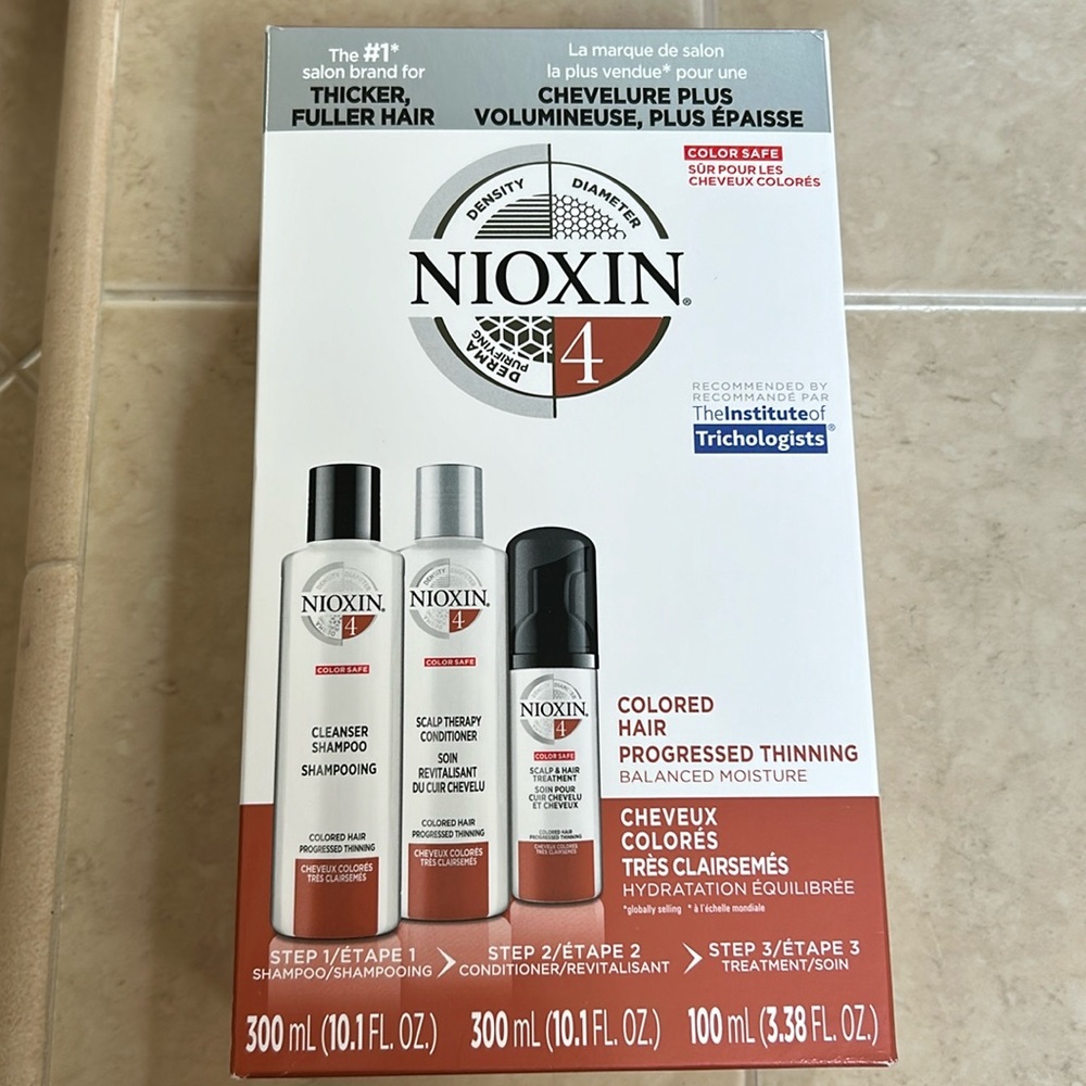 Nioxin 4 300ml shampoo & conditioner 100ml treatment colored progressed thinning